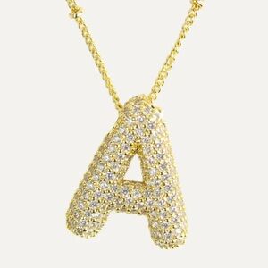 Bling Bubble Initial A Letter Necklace